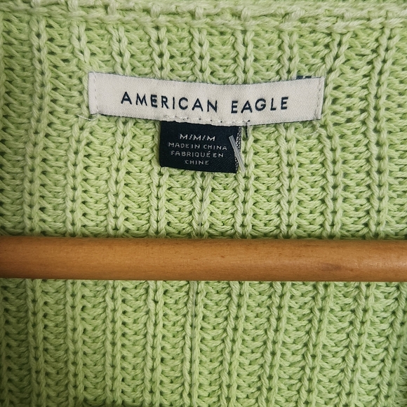 American Eagle Outfitters Light Green Open-Front Knit Cardigan - Picture 2 of 6
